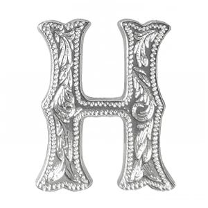 Alphabet Letter H Shiny Silver Screw Back Concho 1339-08
