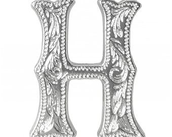 Alphabet Letter H Shiny Silver Screw Back Concho 1339-08