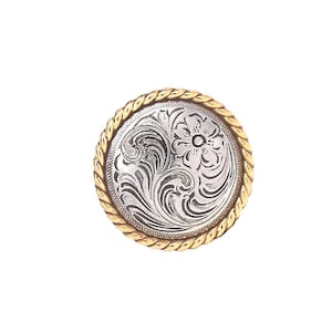 Rose Flower Antique Silver and Gold Rope Edge Screw Back Concho 1785-NG 1" by Stecksstore