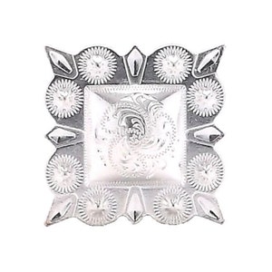 Berry Square Concho 1" (2.5 cm) Screw Back in Silver 2325-02