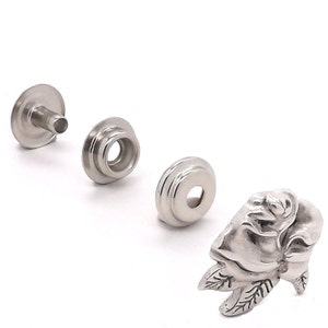 Rose Flower Nickel Decorative Snap Cap Set Concho 1&quot; 1265-27