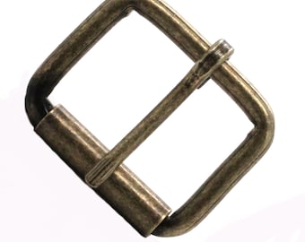 Antique Brass Roller Buckle, 1-1/2" Steel Single Prong