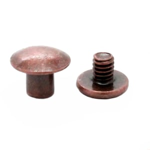 Antique Copper Binder Post 1/4&quot; Steel Chicago Screws 10 Pack 1290-10