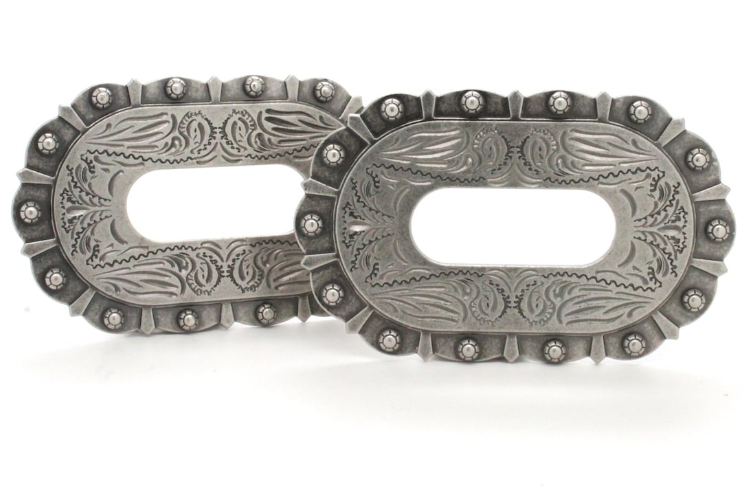 Western Saddle Berry Cinch Rigging Plate Antique Nickel Platted 2 Pack ...