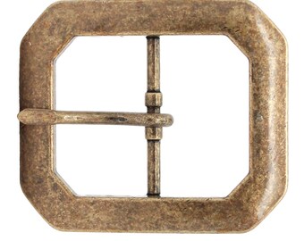 Clipped Corner Belt Buckle Antique Brass Plated 1-1/2" 1587-09