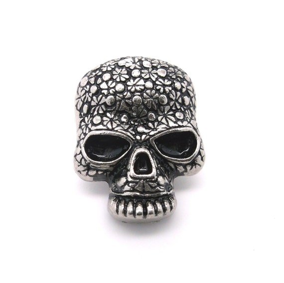 Skull Head Floral Screw Back Concho Antique Silver 1 | Etsy