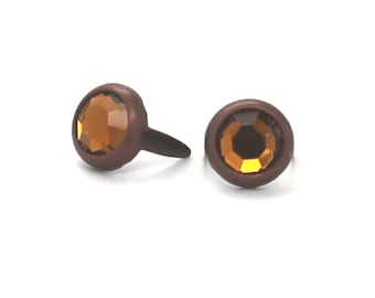 Rootbeer Rhinestone Nail Heads, Copper Plated Brass Spots (10 pk)