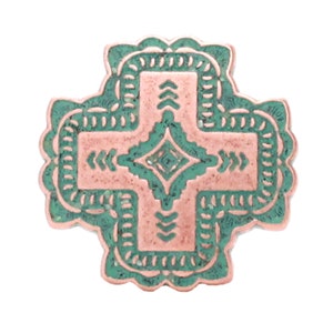 Santa Fe Cross Screw Back Concho Copper Patina 1-1/4&quot; 7738-90