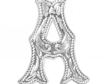 Alphabet Letter A Shiny Silver Screw Back Concho 3/4" Tall 1339-01