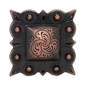Berry Square Concho 1.25&quot; (3.2 cm) Screw Back Copper 2324-10