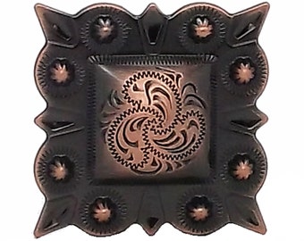 Berry Square Concho 1.25" (3.2 cm) Screw Back Copper 2324-10