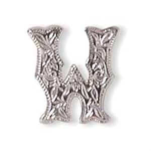 Alphabet Letter W Shiny Silver Screw Back Concho 1339-23