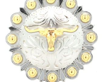Steer Head Berry Concho 1-1/2" Antique Silver and Rose Gold 7839-02