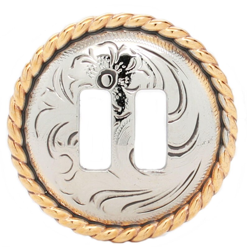 Gold and Silver Slotted Rope Edge Concho 1-12 3485-NGS