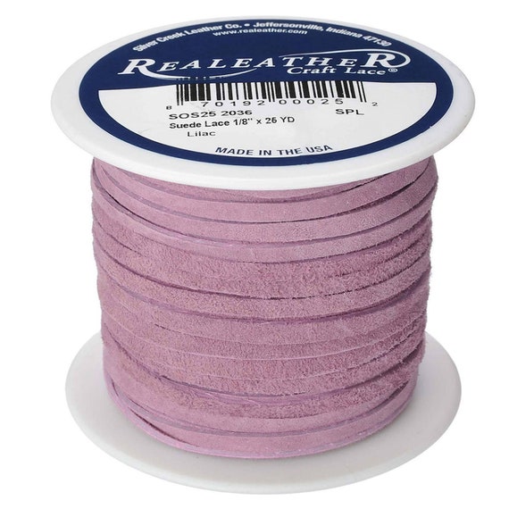 Suede Lace Lilac 1//8/" x 25 yds. 3.2 mm x 22.8 M by Realeather Made in USA