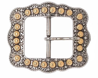 Sunburst Buckle Silver and Rose Gold 1" 2677-NG