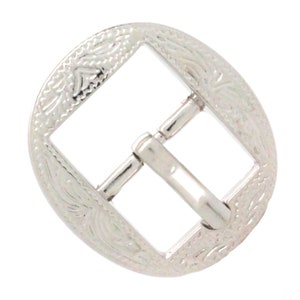 Engraved Strap Buckle 3/4&quot; Shiny Nickel 1609-02