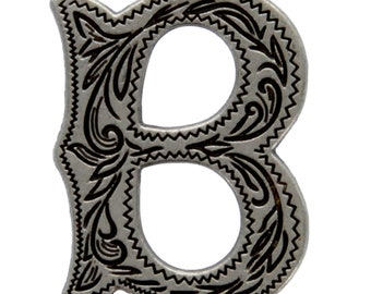 Alphabet Letter B Antique Silver Concho 3/4" Tall 1339-022