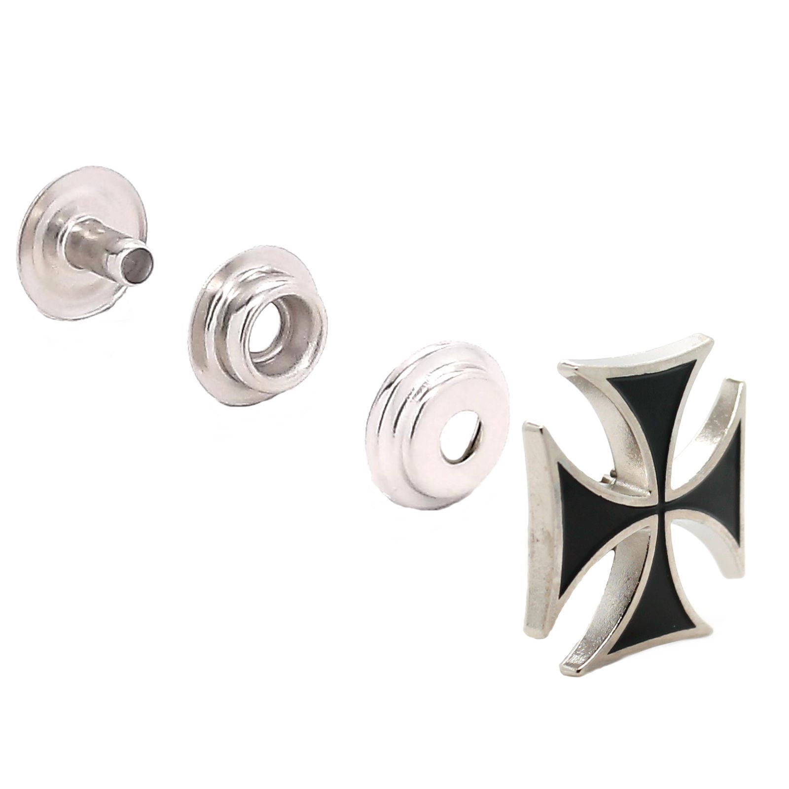 ★ sankhonjr★【希少】90sDEPTメキシコ製アイアンクロス Maltese Iron Cross Nickel Decorative Snap Set Concho Black Epoxy 1