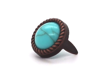 Turquoise and Copper Plated Brass Rope Edge Nail Head Spots 10 pk 1/2&quot; Diameter NH0011028
