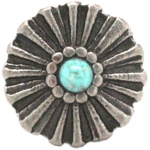 Vintage Sunshine Concho Antique Nickel And Turquoise 1-1/2&quot; 7350-21
