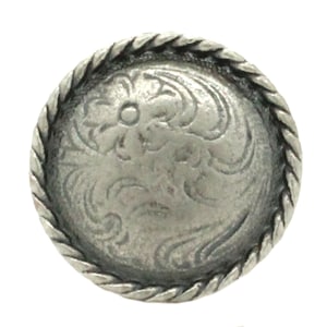 Floral Rope Edge Metal Button Antique Nickel 1-3/8&quot; BT8463-21