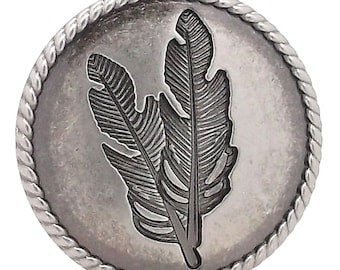 Feather Concho Antique Nickel with Rope Border Screwback 1-1/4&quot; 3655-21