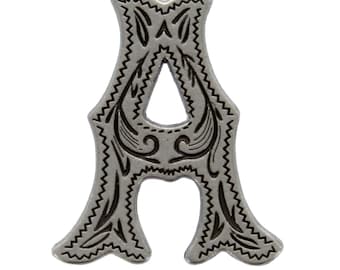 Alphabet Letter A Antique Silver Concho 3/4" Tall 1339-012