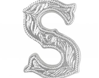 Alphabet Letter S Shiny Silver Screw Back Concho 3/4" 1339-19