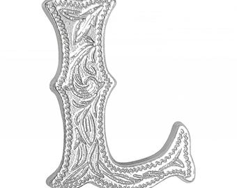 Alphabet Letter L Shiny Silver Screw Back Concho 3/4" 1339-12