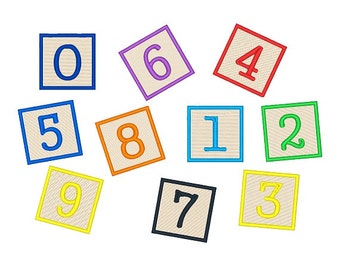 Number Blocks Machine Embroidery Designs Fonts Embroidery Designs Instant Download Building Blocks Filled Stitch 3 Sizes