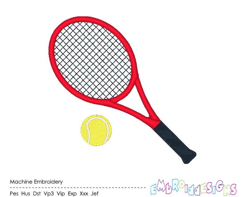 Tennis Racket Machine Embroidery Design Racket Embroidery Etsy