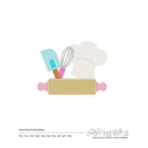 Get Cooking with Kitchen Chef Embroidery Designs Customizable Utensils Template Instant Download image 1