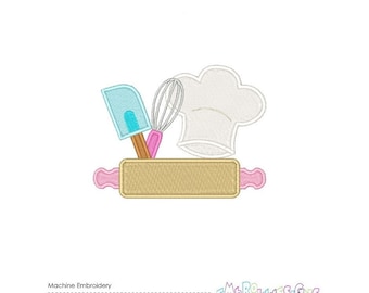 Get Cooking with Kitchen Chef Embroidery Designs - Customizable Utensils Template Instant Download