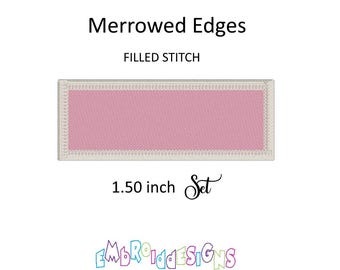 Rectangle Frame Patch - Filled Stitch Border 1.5inch Embroidery Design Set