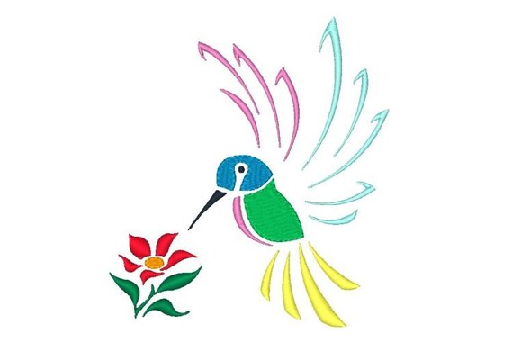 Colibri Design Oiseau Silhouette Broderie Dessins Rempli Point De Broderie 4 X 4 5 X 7 6 8 X 8 X 10 Instant Download