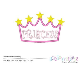 Princess Applique Design Machine Embroidery Design Girls Applique Embroidery Designs Children Instant Download