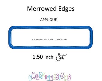 Merrowed Edges Rectangle Frame Patch Applique Set - 1.5 Inch Border - DIY Patch Making