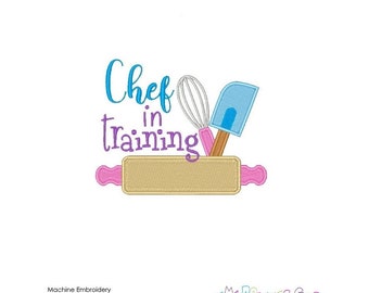 Chef in Training Machine Embroidery | Design Template | Word Art  | Kitchen Embroidery Designs