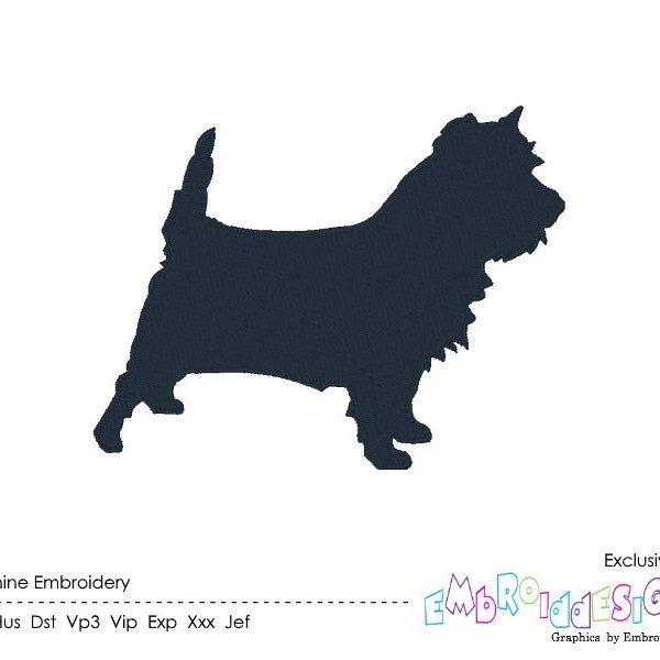 Cairn Terrier Silhouette Embroidery Design Embroidery Designs Dogs Dog Design 3X3 4X4 5X7 6X10 8X8 Instant Download Filled Stitch