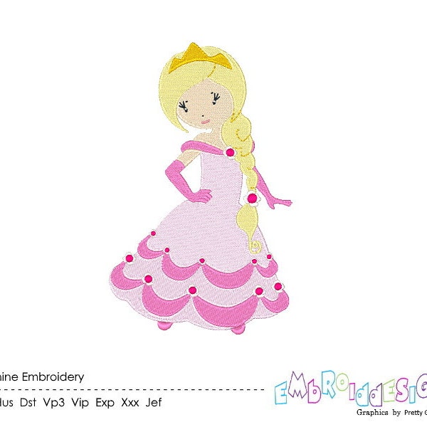 Prinzessin Abigail Maschinenstickerei Design Prinzessin Embroidery Designs gefüllt Stich 4 X 4 5 X 7 6 X 10 8 X 8 Instant Download