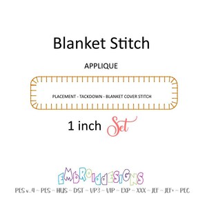 Rectangle Applique Embroidery Design - 1 inch Set - Blanket Stitch