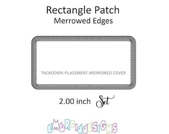 Parche con marco rectangular - Diseño bordado de 2 pulgadas con borde merrowed (descarga digital)