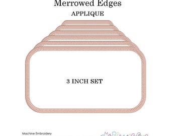 Rectangle Frame Patch Applique Set - 3 inch Border Embroidery Designs - DIY Patch Making - Merrowed Edges - Instant Download