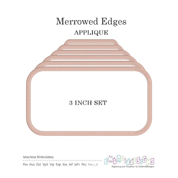 Rectangle Frame Patch Applique: 3-inch Merrowed Edge Embroidery Designs (Instant Download)