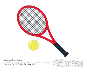 Tennis Racket Machine Embroidery Design Racket Embroidery Designs Sports Embroidery Filled Stitch 2X2 4X4 5X7 8X8 6X10 Instant Download