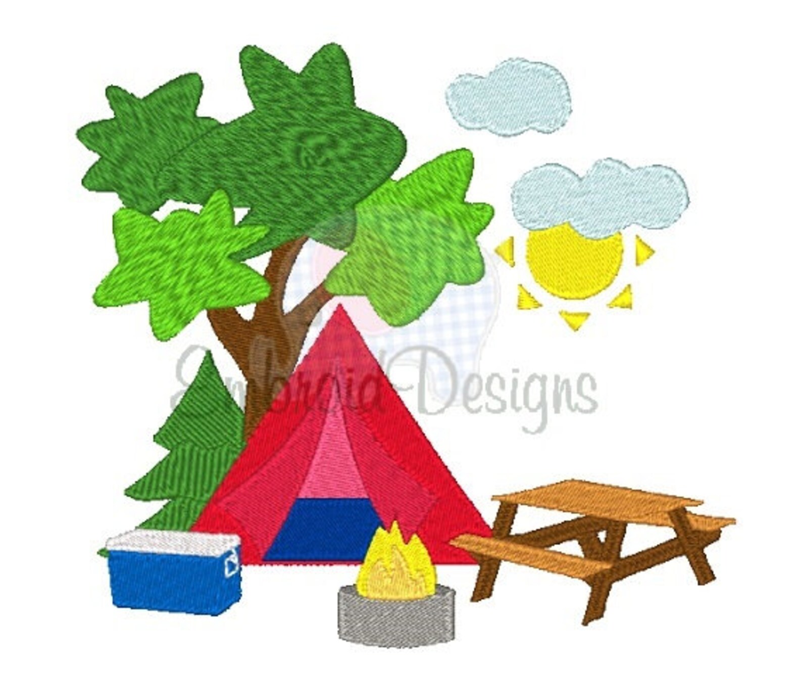 Camping Machine Embroidery Design 081914 Filled Stitch 4X4 5X7 Etsy