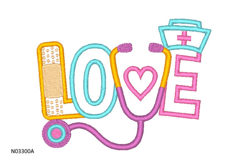 Nurses Machine Embroidery Applique Design Love Nursing Etsy