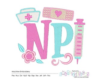 NP Embroidery Design Nurse Practitioner Embroidery Designs Nurses Sayings Funny Instant Download