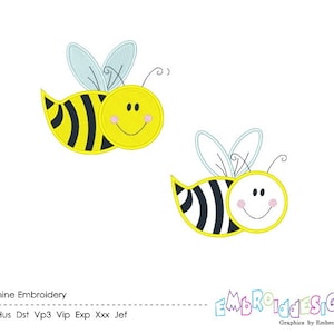 Bumble Bee Embroidery Design: Applique & Filled Stitch (Digital Download)
